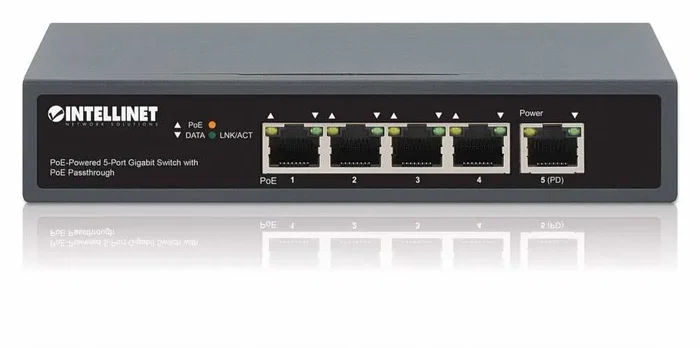 Intellinet Switch Gigabit de 5 puertos con PoE Passthrough 561808 Intellinet Switch Gigabit de 5 puertos con PoE Passthrough 561808