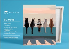 ARTIST BY ALEX BOG Bastidor Pintar por Números Five Cats 40x50 cm