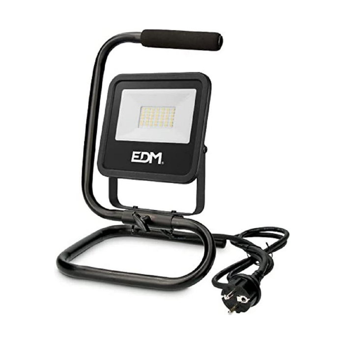 Edm Foco proyector LED Black Series con pie, 30 W, 2370 lm, Luz día