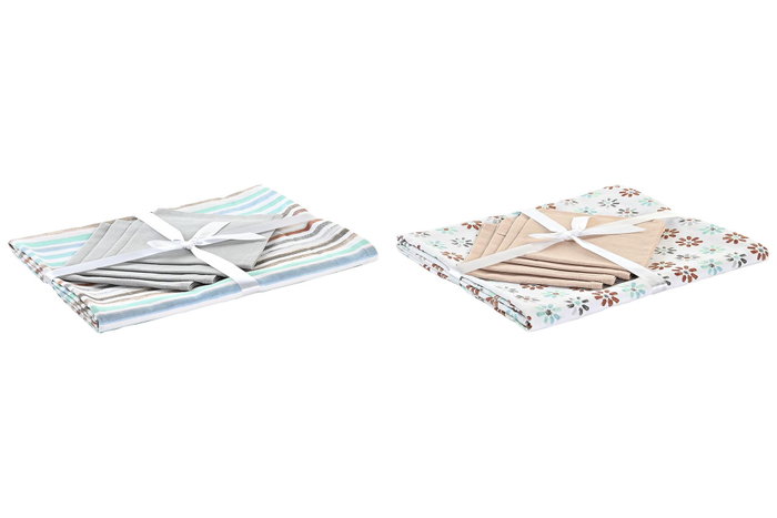 DKD Home Decor Mantel Azul Celeste Gris 150 x 150 cm Set de 5 (2 Unidades) Urban