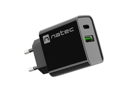 Natec Cargador USB Ribera USB-A + USB-C 20W PD Negro