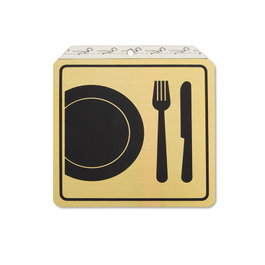 Duver Juego de Servicio Placa de Aluminio Oro 120x120 mm con Cuchillo y Tenedor