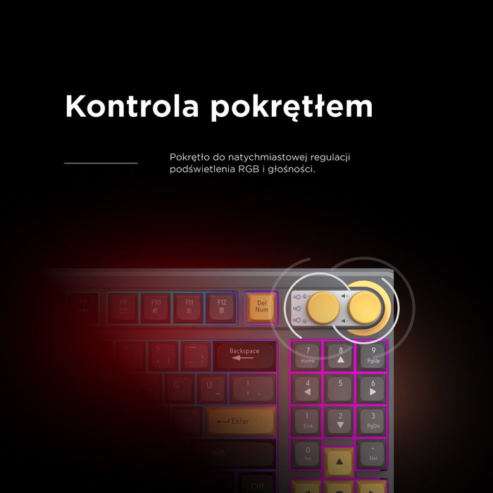Rampage Cyclone Knob RGB 90% Teclado Mecánico Gaming Layout Polaco