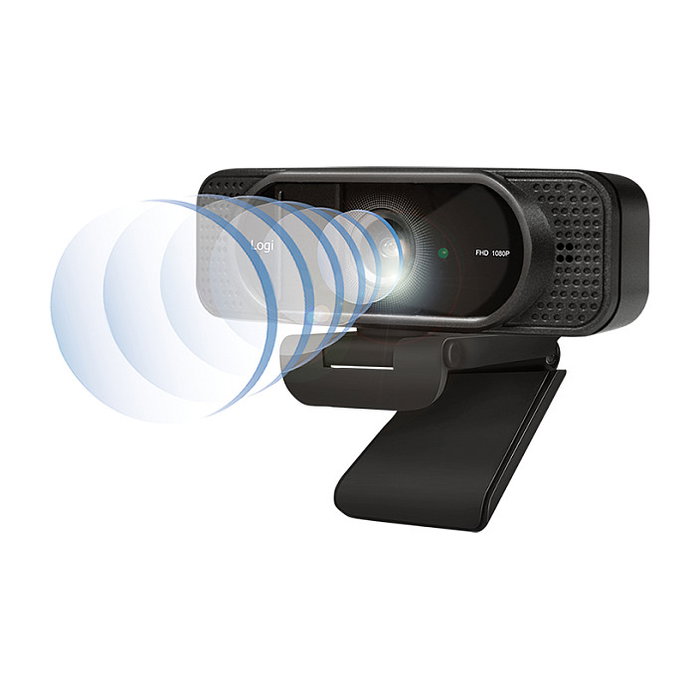 LogiLink Webcam 1080p FHD UA0381 con Micrófono, 96 Grados Ángulo de Visión, Resolución 1920 x 1080 Pixeles a 30 pps, Compatible con Windows, Mac, Linux, ChromeOS, Color Negro