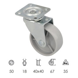 WOLFPACK LINEA PROFESIONAL Rueda Doméstica Ø 50 mm con Placa 40x40 mm