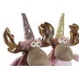 DKD Home Decor Figura Navidad Reno Fantasia Rosa Marron 27 x 42 x 16 cm (2 Unidades)