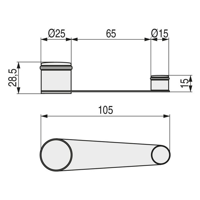 Herrajes Alk Tope Puerta Doble Inox201 Largo Total 105Mm Entre Ejes 85Mm Con Retenedor