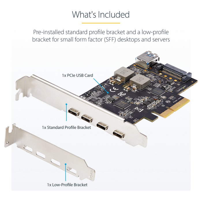 StarTech.com Tarjeta PCIe de 5 Puertos USB 10Gbps (4x USB-C / 1x USB-A) StarTech.com Tarjeta PCIe de 5 Puertos USB 10Gbps (4x USB-C / 1x USB-A)