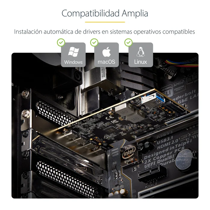StarTech.com PS4C3IA3-USB-C-CARD Tarjeta PCIe USB 3.2 Gen 2 de 10 Gbps - 4 Puertos USB-C + 1 USB-A Interno - Hub/Controladora Interna - Compatible con Windows, macOS, Linux