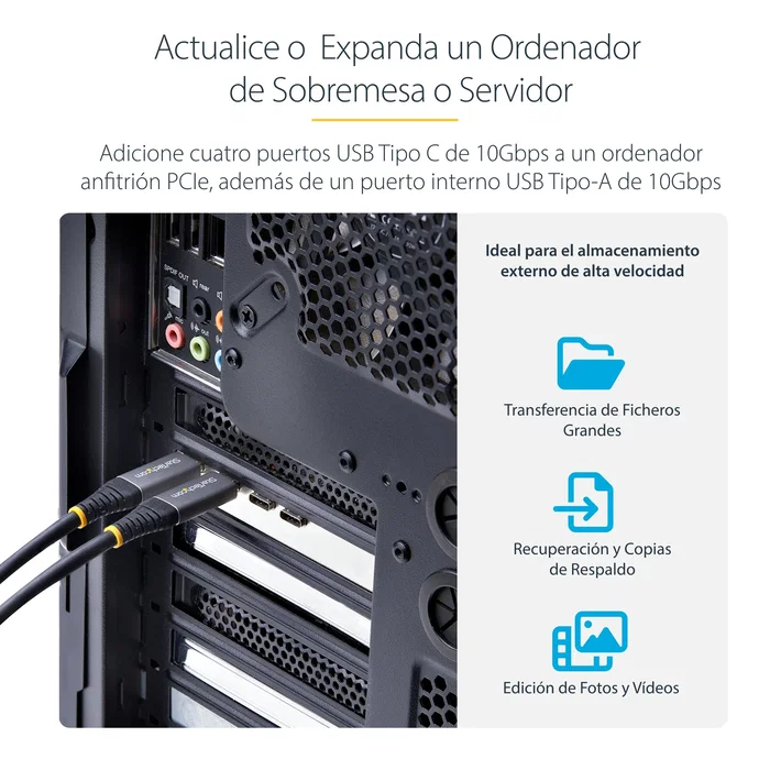 StarTech Tarjeta PCIe de 5 Puertos USB (4x USB-C / 1x USB-A) 10Gbps