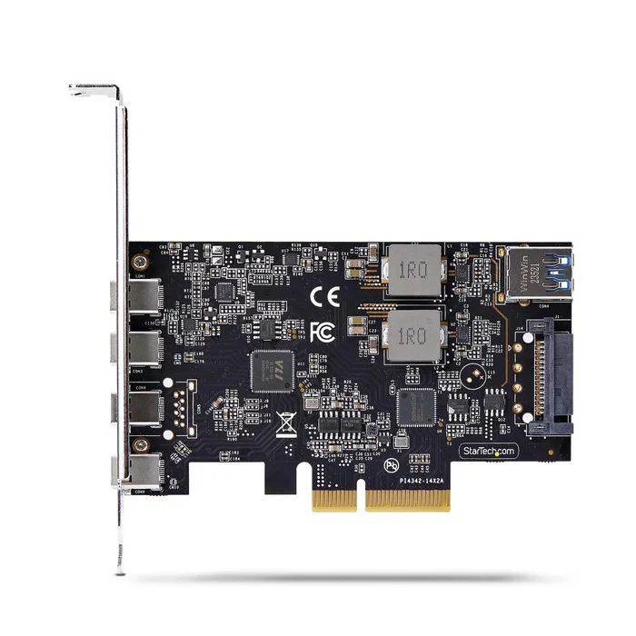 StarTech.com PS4C3IA3-USB-C-CARD Tarjeta PCIe USB 3.2 Gen 2 de 10 Gbps - 4 Puertos USB-C + 1 USB-A Interno - Hub/Controladora Interna - Compatible con Windows, macOS, Linux