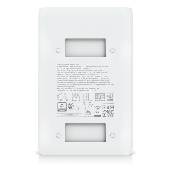 Ubiquiti Networks UACC-POE+-2.5G Adaptador Inyector PoE+ 48VDC 30W para Ethernet 2.5GbE, 10/100/1000/2500 Mbit/s, Blanco, Protecciones de Sobrecarga Ubiquiti Networks UACC-POE+-2.5G Adaptador Inyector PoE+ 48VDC 30W para Ethernet 2.5GbE, 10/100/1000/2500 Mbit/s, Blanco, Protecciones de Sobrecarga