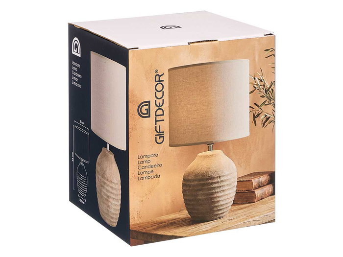 Giftdecor Lámpara Envejecida Redonda Rayas Horizontales 33 cm - Marrón Cerámica y Tela (Set de 6) Giftdecor Lámpara Envejecida Redonda Rayas Horizontales 33 cm - Marrón Cerámica y Tela (Set de 6)