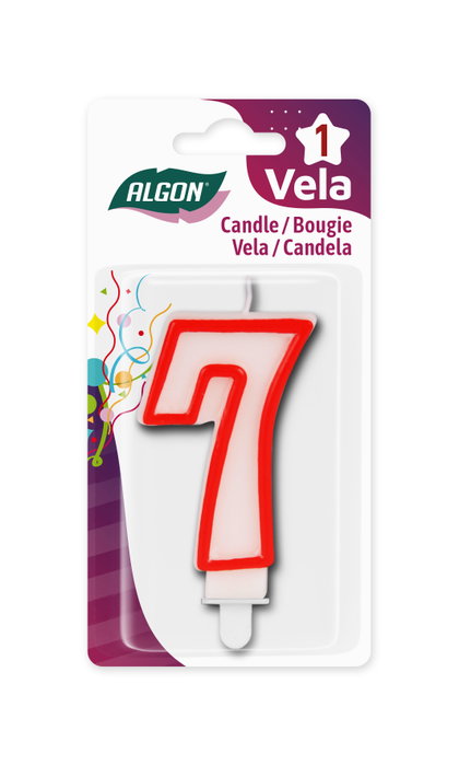Algon Vela Blanca con Borde Rojo 7 cm N.7 (36 Unidades)