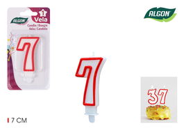 Algon Vela Blanca Con Borde Rojo 7 cm N.7 (36 Unidades)