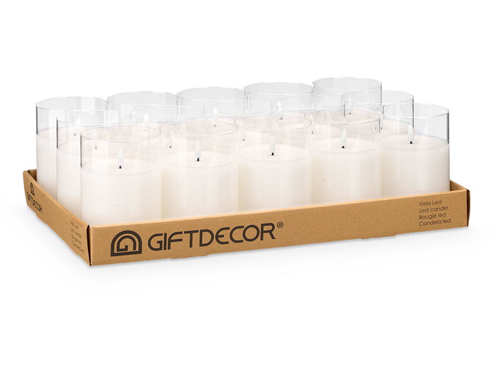 Giftdecor Vela Led Vaso Cristal 15x9.8x9.8 cm (Ancho x Alto x Largo) Blanco Transparente Cera Pila AA No Incluida (Set de 15) Giftdecor Vela Led Vaso Cristal 15x9.8x9.8 cm (Ancho x Alto x Largo) Blanco Transparente Cera Pila AA No Incluida (Set de 15)