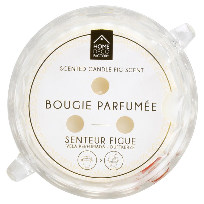 Home Deco Factory Vela Perfumada Higo con Cubitera de Vidrio 3 Mechas 700g Duración 50 Horas