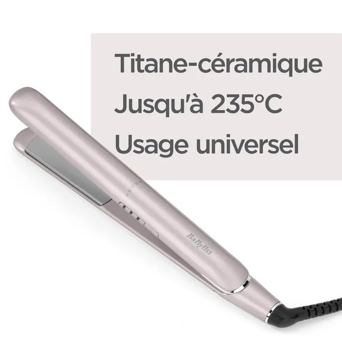 Babyliss Plancha de Pelo ST516E Placas Cerámica Titanio 180-235°C Calentamiento Rápido