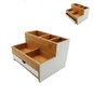 DKD Home Decor Organizador de Bambú Blanco con 1 Cajón