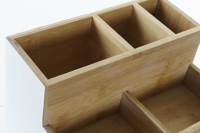 DKD Home Decor Organizador de Bambú Blanco con 1 Cajón DKD Home Decor Organizador de Bambú Blanco con 1 Cajón