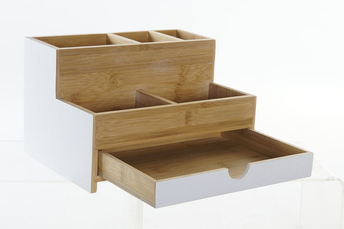 DKD Home Decor Organizador de Bambú Blanco con 1 Cajón DKD Home Decor Organizador de Bambú Blanco con 1 Cajón