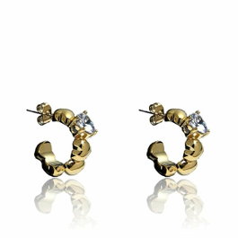 Chiara Ferragni Pendientes Cuoricino con Zirconia Blanca y Acero Inoxidable Dorado