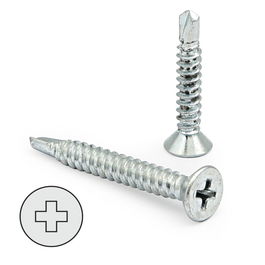 DUVER Tornillo Broca Rosca Chapa Cabeza Plana Din 7504-P Zincado Largo R/Chapa 32Mm Ø Rosca Chapa 4.2Mm Set de 200