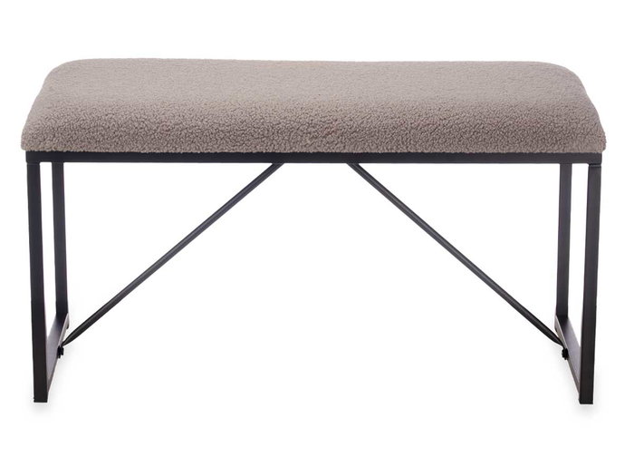 Giftdecor Banco Borreguito Gris Metal y Tela 81x42x38 cm