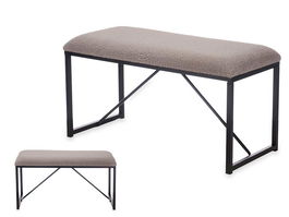 Giftdecor Banco Borreguito Gris Metal y Tela 81x42x38 cm