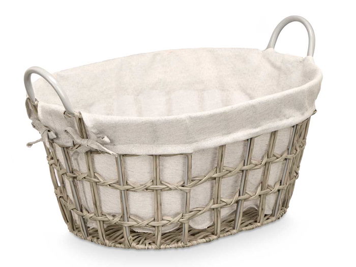 Kipit Cesto Ovalado con Asas Gris Pequeño 52x35x26 cm (Set de 12)