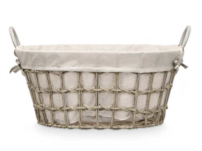 Kipit Cesto Ovalado con Asas Gris Pequeño 52x35x26 cm (Set de 12)