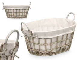 Kipit Cesto Ovalado con Asas Gris Pequeño 52x35x26 cm (Set de 12)