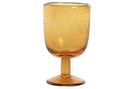DKD Home Decor Set de 6 Copas de Cristal Ámbar Acabado Burbujas 300ml
