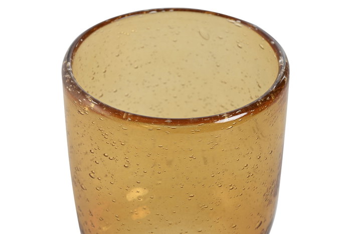 DKD Home Decor Set de 6 Copas de Cristal Ámbar Acabado Burbujas 300ml