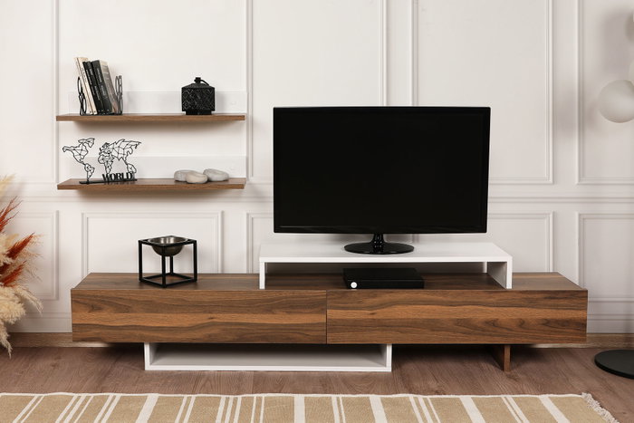 Hanah Home Mueble de TV Escandinavo Teak y Blanco 180 cm Ancho Hanah Home Mueble de TV Escandinavo Teak y Blanco 180 cm Ancho