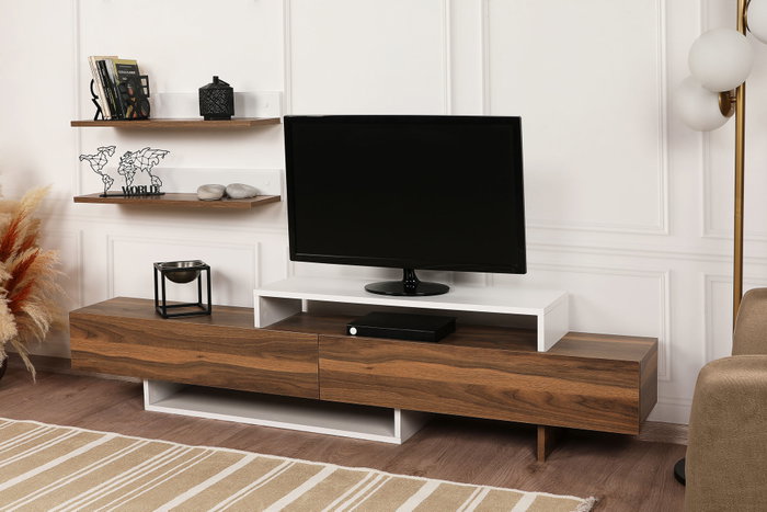 Hanah Home Mueble de TV Escandinavo Teak y Blanco 180 cm Ancho Hanah Home Mueble de TV Escandinavo Teak y Blanco 180 cm Ancho