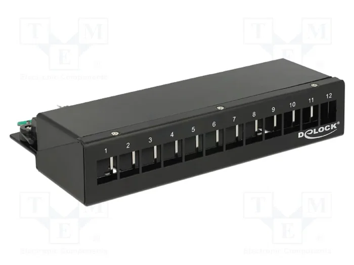 DeLOCK Panel de parches Keystone de 12 puertos negro