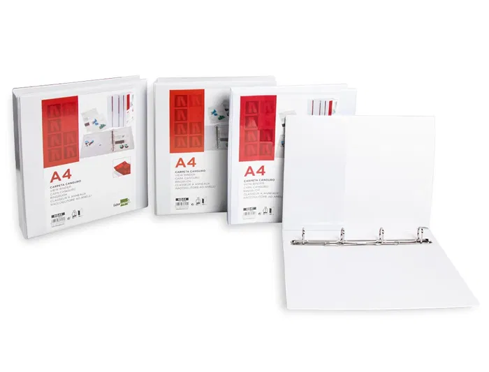 Liderpapel Carpeta Canguro 4 Anillas Mixtas 55mm A4 Plástico Color Blanco Liderpapel Carpeta Canguro 4 Anillas Mixtas 55mm A4 Plástico Color Blanco