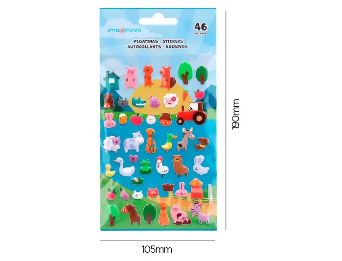 Imaginovo Pegatinas Cute Animales Granja con Relieve Imaginovo Pegatinas Cute Animales Granja con Relieve