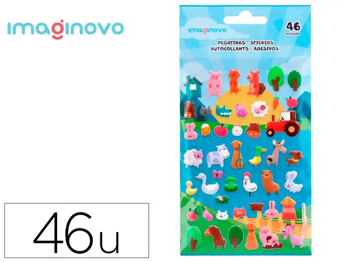 Imaginovo Pegatinas Cute Animales Granja con Relieve Imaginovo Pegatinas Cute Animales Granja con Relieve
