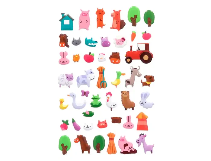 Imaginovo Pegatinas Cute Animales Granja con Relieve Imaginovo Pegatinas Cute Animales Granja con Relieve