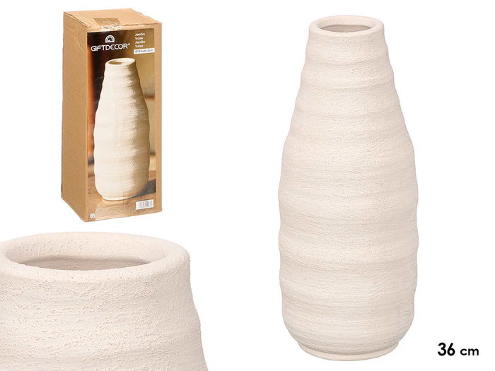 GIFTDECOR Jarrón Sahara Botele Rayas Blanco GRD GIFTDECOR Jarrón Sahara Botele Rayas Blanco GRD