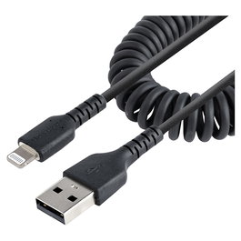 StarTech Cable USB a Lightning MFi 1 m Rizado Negro, Aramid Fiber y TPE, 480 Mbit/s, Para iPhone, Negro