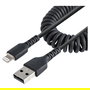 StarTech Cable USB a Lightning MFi 1 m Rizado Negro, Aramid Fiber y TPE, 480 Mbit/s, Para iPhone, Negro