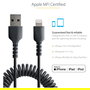 StarTech Cable USB a Lightning MFi 1 m Rizado Negro, Aramid Fiber y TPE, 480 Mbit/s, Para iPhone, Negro
