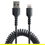 StarTech Cable USB a Lightning MFi 1 m Rizado Negro, Aramid Fiber y TPE, 480 Mbit/s, Para iPhone, Negro