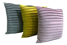 DKD Home Decor Set de 3 Cojines Surtidos Gris, Amarillo y Rosa