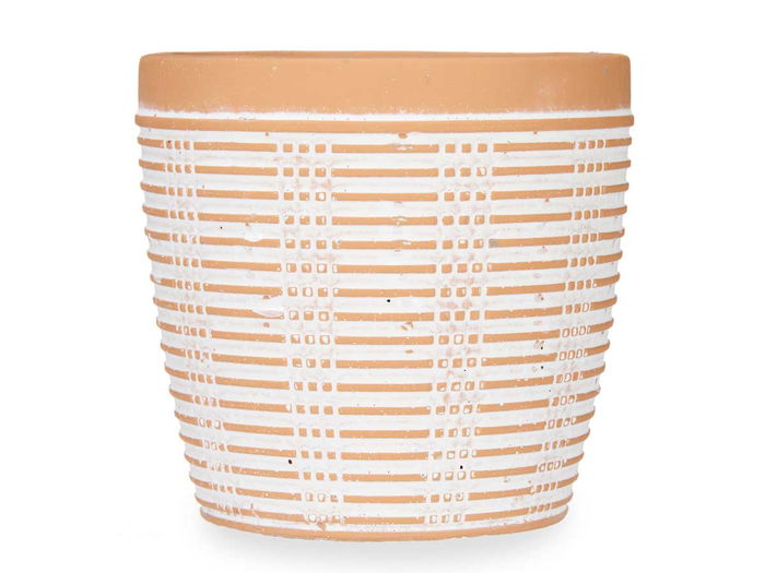 Ibergarden Maceta Terracota Rayada Redonda 13.5x13 cm Cemento Marron (Set de 8)