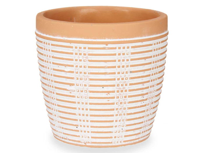 Ibergarden Maceta Terracota Rayada Redonda 13.5x13 cm Cemento Marron (Set de 8)