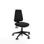 Silla de oficina Elche con mecanismo Asincro tapizada con Similpiel color Negro. Equipada con Base piramidal negra, Sin brazos y Ruedas 65 mm parqué